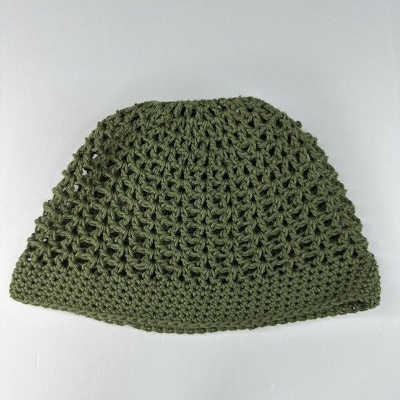 Created‎ by Cyd Juliet Olive Green Crochet Cap Beanie Open Weave Handmade NEW main image 5
